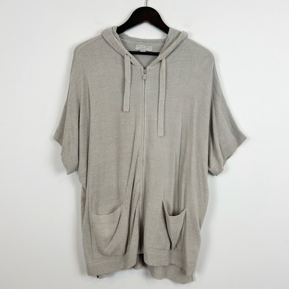 Barefoot Dreams Cozychic Ultra Lite Short Sleeve Full Zip Super Soft Sweater S/M - Picture 1 of 6